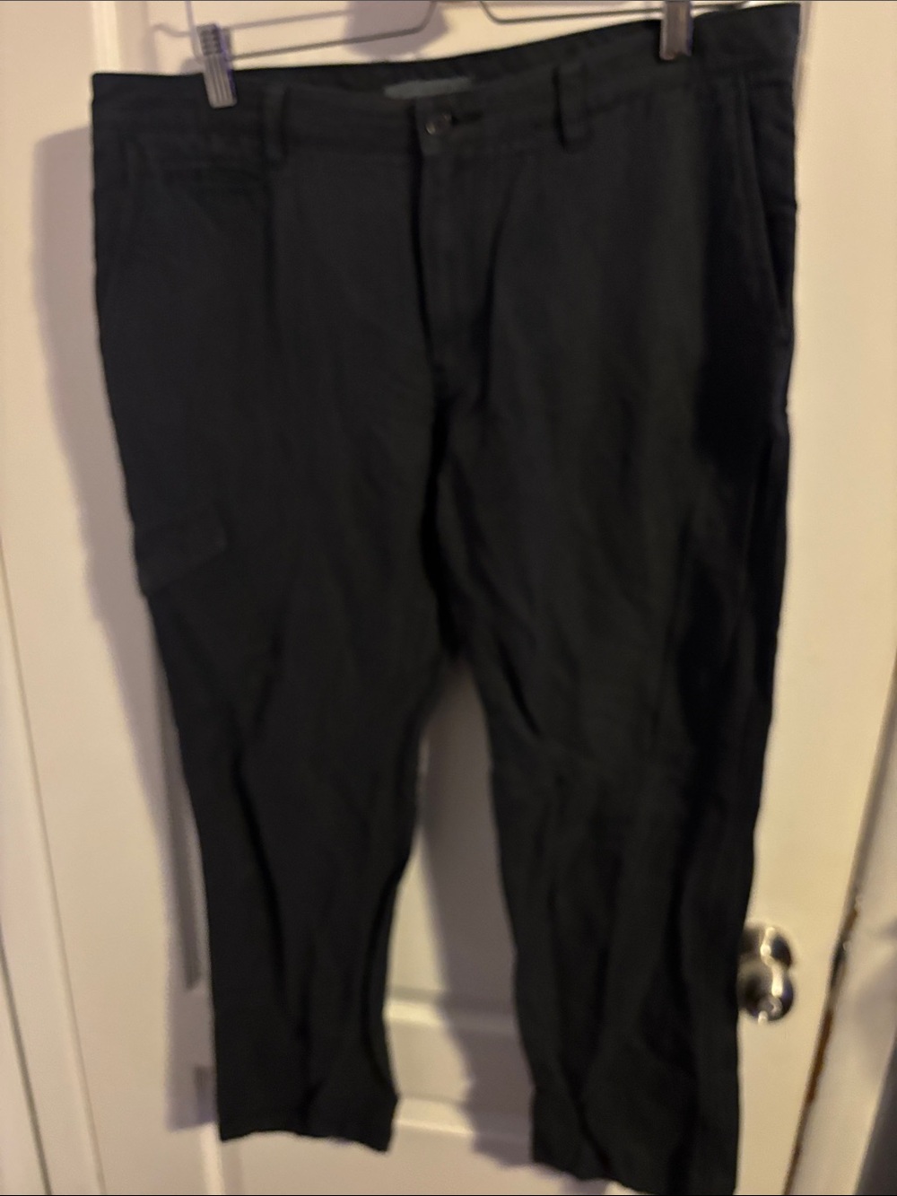 John Varvatos Black Men's Linen Cargo Dress Pants - Straight Leg
